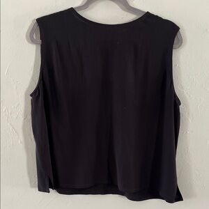 Eileen Fisher Silk Dark Charcoal Grey Sleeveless Tank Top Key Hole Back